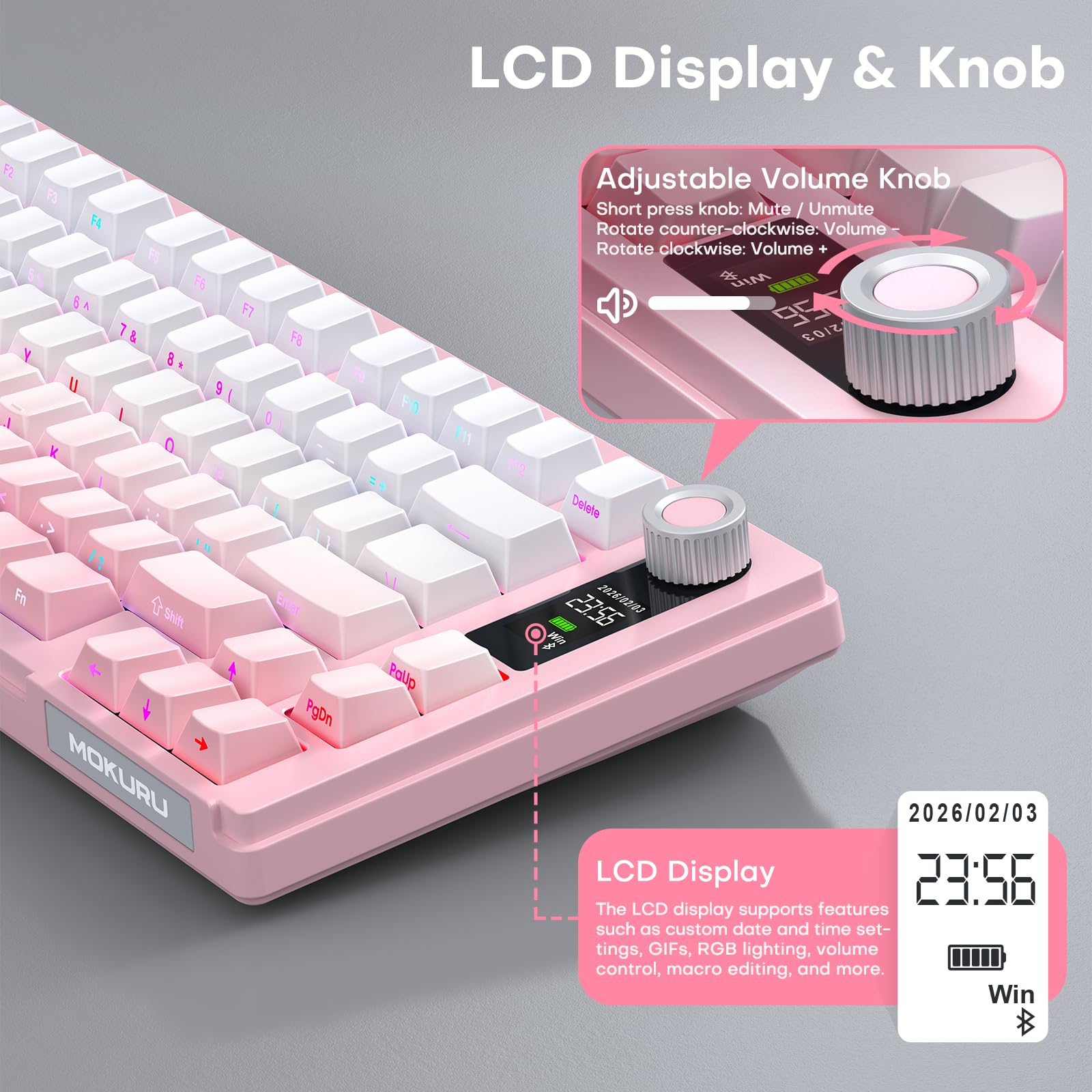 Amazon | MOKURU ワイヤレス メカニカルキーボード 3モードBT/2.4G/USB